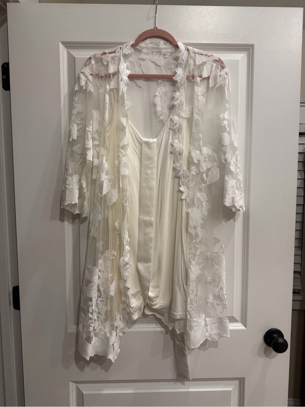 Sheer Floral Bridal Robe w/ Slip Dress